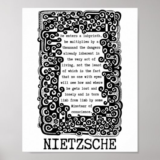 Minotaur van geweten citeert Nietzsche Poster (Voorkant)