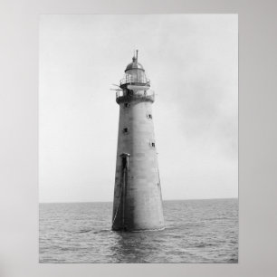 Minot's Ledge Light, 1880. Antieke foto Poster