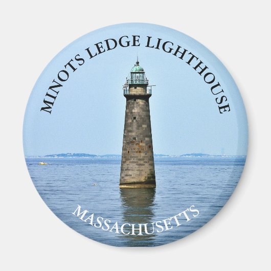 Minots Ledge Lighthouse Massachusetts Round Magnet (Devant)