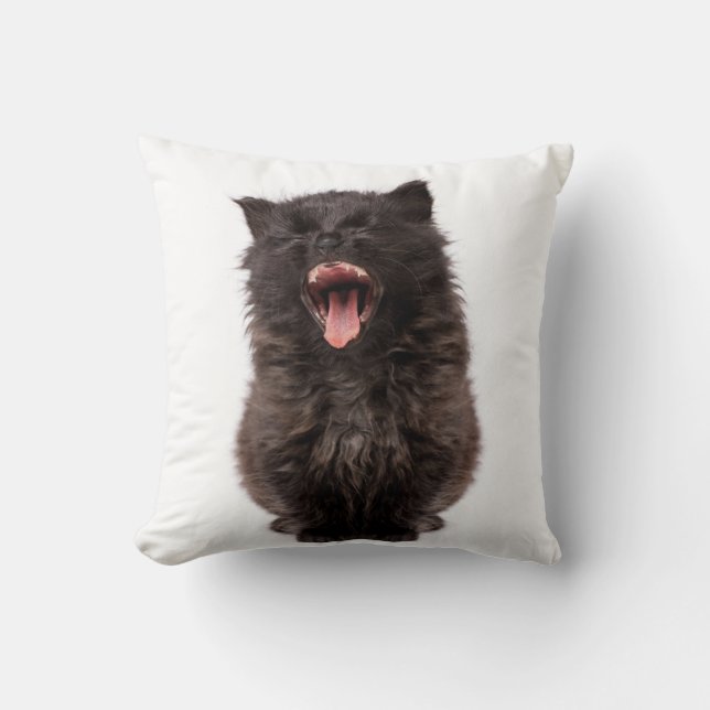 Minou de baîllement mignon sur un coussin (Recto)