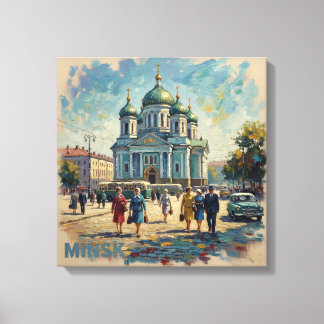 Minsk Belarus Orthodox Cathedral Urban Canvas Afdruk
