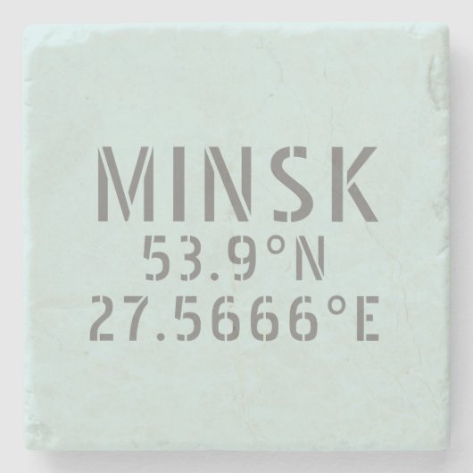 Minsk Latitude-lengtecoördinaten Stenen Onderzetter (Voorkant)