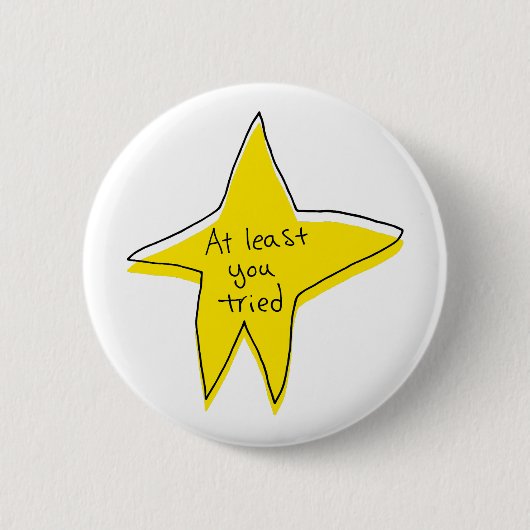 Minstens u probeerde - Gele Ster Ronde Button 5,7 Cm (Voorkant)