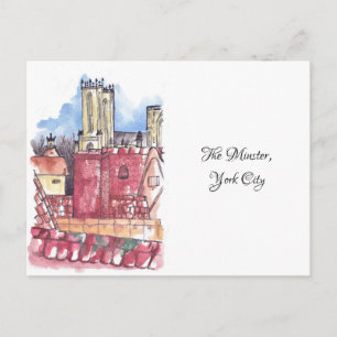 Minster, het briefkaart van de waterverf van York