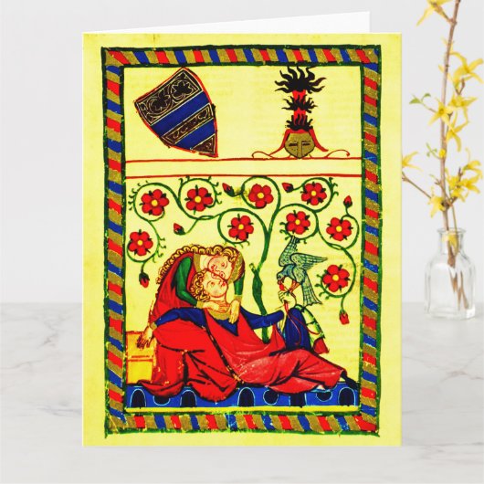Minstrelen uit Codex Manesse - Hofse liefde Kaart (Gele Bloem)
