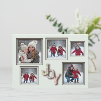 Mint 3D Kerstmis 5 Fotofamilie Feestdagenkaart