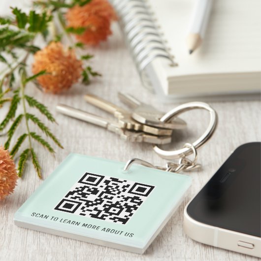 Mint Acryl QR Code Sleutelhanger Custom Logo Squar (Voorkant Rechts)