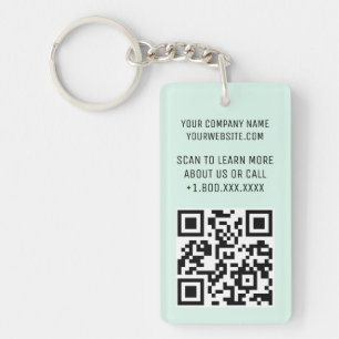 Mint Acryl QR Code Sleutelhanger met Logo Rechthoe