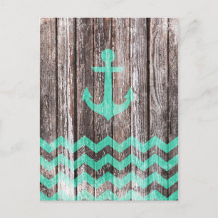 Mint Anchor op oud hout Briefkaart