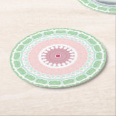 Mint and Pink Geometric Mandala Pattern Ronde Kartonnen Onderzetter (Gebogen)