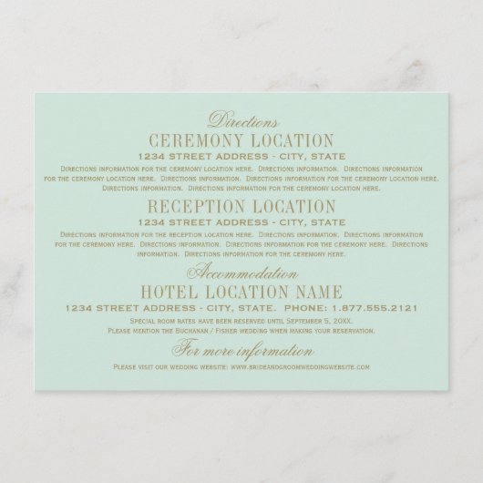  Mint Antiek Bloeiende Bruiloft Informatie Informatiekaartje (Voorkant)