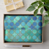 Mint Aqua Blauwgroen Gold Oriental Moroccan Tile Tissuepapier (Geschenk)