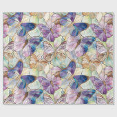 Mint Aqua Blue Paarse Vlinders Cadeaupapier (Vlak)
