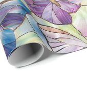 Mint Aqua Blue Paarse Vlinders Cadeaupapier (Rol Hoek)