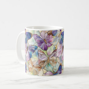 Mint Aqua Blue Paarse Vlinders Koffiemok