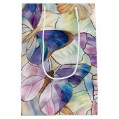 Mint Aqua Blue Paarse Vlinders Medium Cadeauzakje (Achterkant)