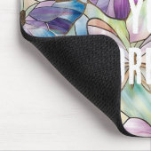 Mint Aqua Blue Paarse Vlinders Muismat (Hoek)