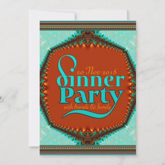 Mint Aqua Caramel Gold Fairytale Dinner Party Kaart (Voorkant)