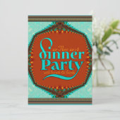 Mint Aqua Caramel Gold Fairytale Dinner Party Kaart (Staand voorkant)