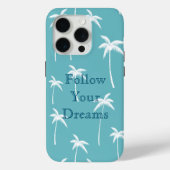 Mint Aqua en witte palmbomen Case-Mate iPhone Case (Achterkant)