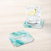 Mint Aqua Glam Elegant Goud Marmer Kartonnen Onderzetters (Insitu)