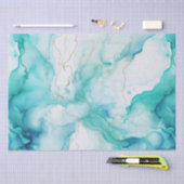 Mint Aqua Goud Inkt Marmer Tissuepapier (Craft)