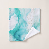 Mint Aqua Ink Marmer Bad Handdoek (Wasdoekje)