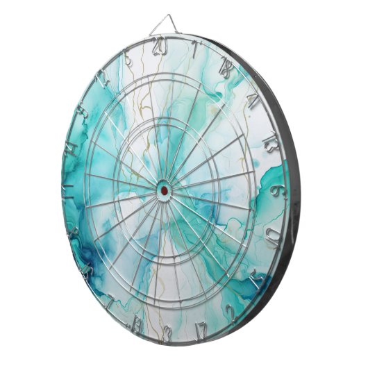 Mint Aqua Ink Marmer Dartbord (Voorkant Rechts)