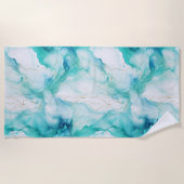 Mint Aqua Ink Marmer Strandlaken (Voorkant)