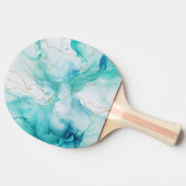 Mint Aqua Ink Marmer Tafeltennisbatje (Zijkant)