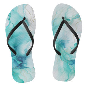 Mint Aqua Ink Marmer Teenslippers