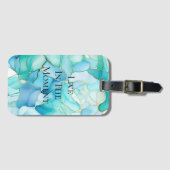 Mint Aqua Pearl Gold Marble Bagagelabel (Voorkant (horizontaal))