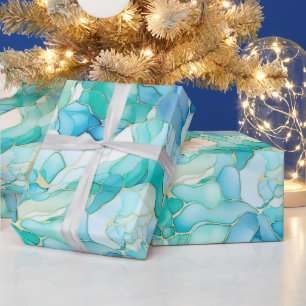 Mint Aqua Pearl Gold Marble Cadeaupapier