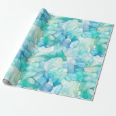 Mint Aqua Pearl Gold Marble Cadeaupapier (Uitgerold)