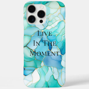 Mint Aqua Pearl Gold Marble iPhone 16 Pro Max Hoesje