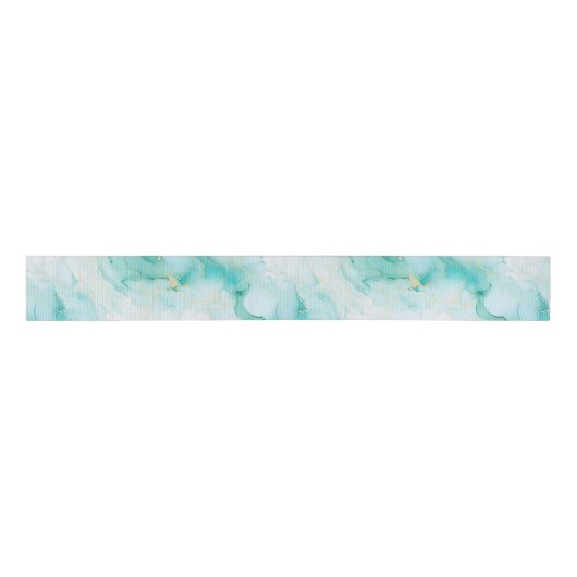 Mint Aqua Pearl Gold Marble Grosgrain Lint (Voorkant)