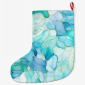 Mint Aqua Pearl Gold Marble Grote Kerstsok (Achterkant)