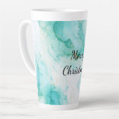 Mint Aqua Pearl Gold Marble Latte Mok (Linkerhoek)