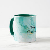 Mint Aqua Pearl Gold Marble Mok (Voorkant links)