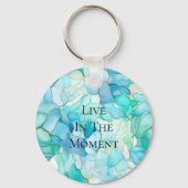 Mint Aqua Pearl Gold Marble Sleutelhanger (Voorkant)