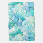 Mint Aqua Pearl Gold Marble Theedoek (Verticaal)