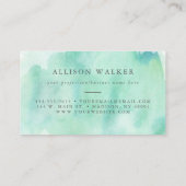 Mint Aqua Waterverf Modern Professional Visitekaartje (Achterkant)