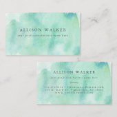 Mint Aqua Waterverf Modern Professional Visitekaartje (Voorkant / Achterkant)