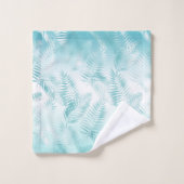 Mint Aqua White Feuilles tropicaux     (Gant de toilette)