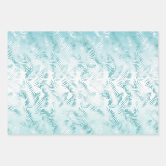 Mint Aqua White Tropical Beach Feuilles (Devant)