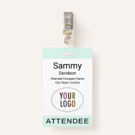 Mint Attendee Badge Event Logo Clip Lanyard Reel