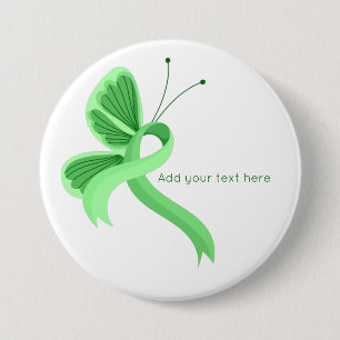 Mint Awareness Ribbon Butterfly Button