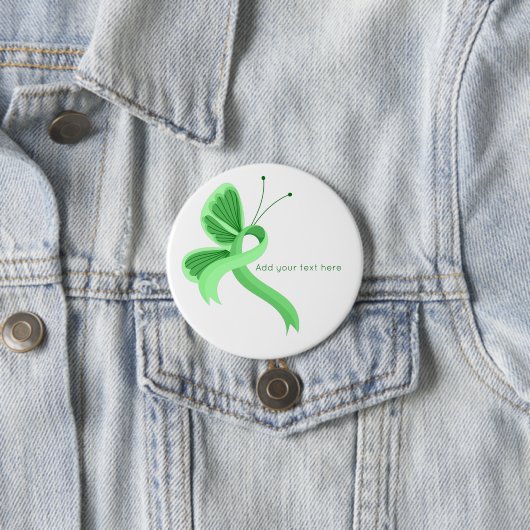 Mint Awareness Ribbon Butterfly Button (In situ)