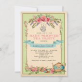 Mint Baby Tea Party Bloementheepot Uitnodigen Kaart (Voorkant)