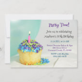 Mint Balloon bleu cupcake Anniversaire Invitation (Devant)